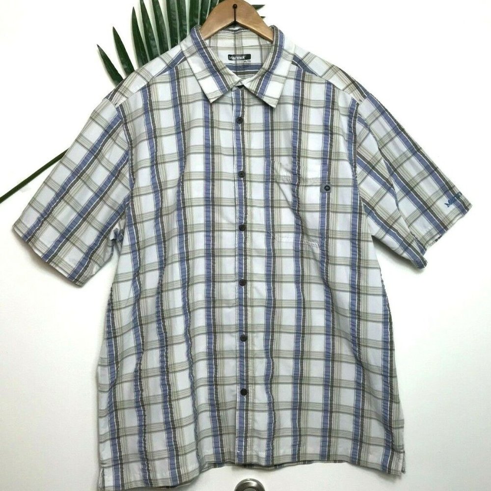 Marmot Button Plaid Casual Outdoors, Hiking Shirt